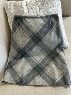 LOFT Gray Plaid A-Line Skirt